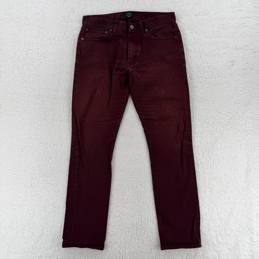 J Crew The Driggs Pants Mens 30x30 Maroon Red Corduroy Slim Fit Cotton E0353